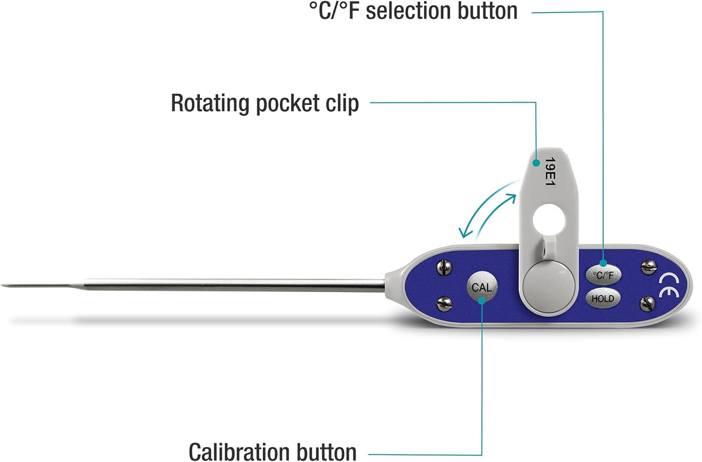 DeltaTrakessentials 11063 FlashCheck Jumbo Display Auto-Cal Needle Probe Thermometer
