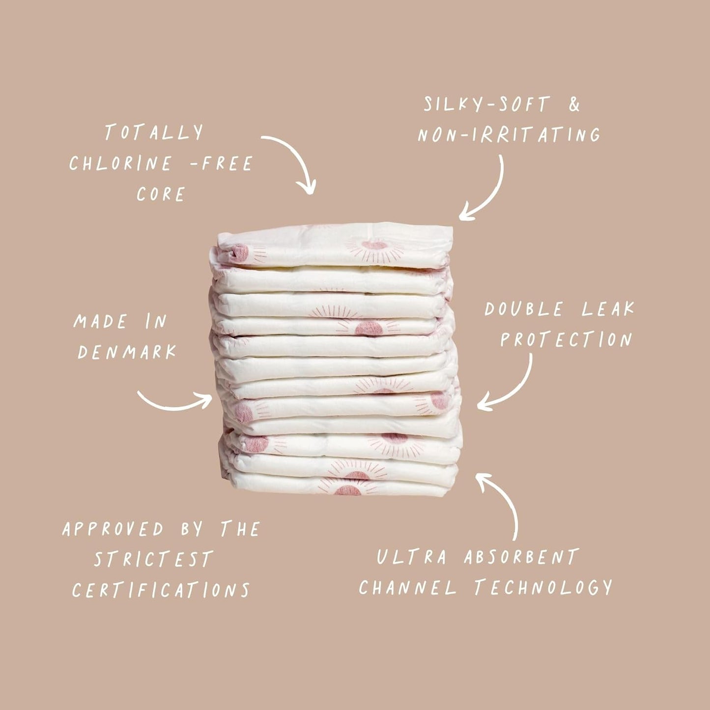 Joonya Baby Diapers, Size 4 L (15-31 lb) - 6 Bags of 25 (150) - New Range - NonToxic, Eco-Friendly, Ultra Slim, Overnight Use - Made in Denmark
