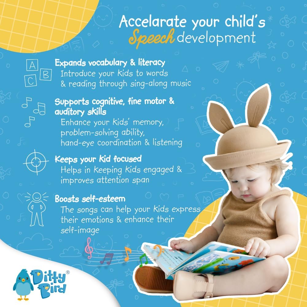 Ditty Bird Animal Sounds Book for Toddlers – Interactive Book Featuring Cuckoo, Blue Tit, Herring Gull, Tawny Owl & Dove Sounds | Musical Board Book for Ages 1-3 | Perfect Educational Gift for Toddler
