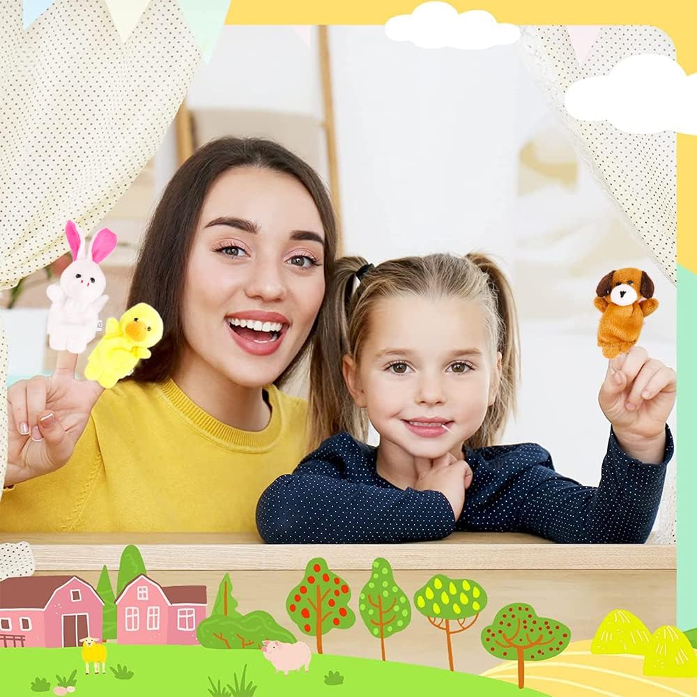 10Pcs Finger Puppets Set - Soft Plush Animals Finger Puppet Toys for Kids, Mini Plush Figures Toy Assortment for Boys & Girls, Party Favors for Shows, Playtime, Schools