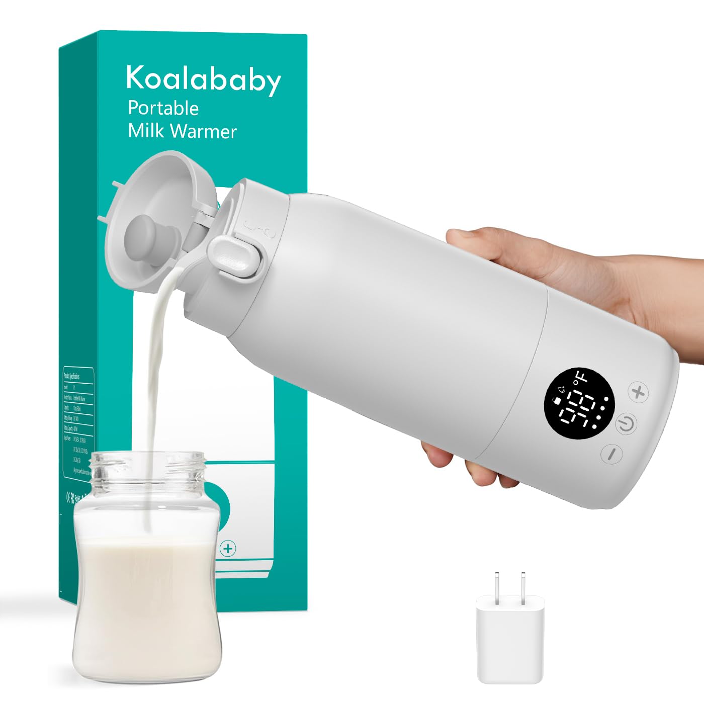 Koalababy Portable Bottle Warmer for Travel – Baby Bottle Warmer with Fast Heating, 17oz Large Capacity Milk Warmer for Breastmilk, Formula, Water, IPX6 Washable, for Car, Airplane & Outdoor Travel