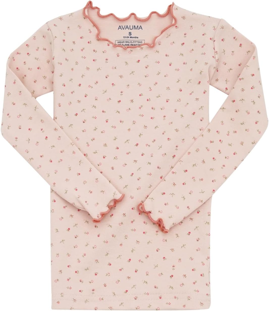 AVAUMA Baby Boy Girl Pajama Set 6M-7T Kids Cute Toddler Snug fit Flower Pattern Design Pjs Cotton Sleepwear Ruffled Shirring