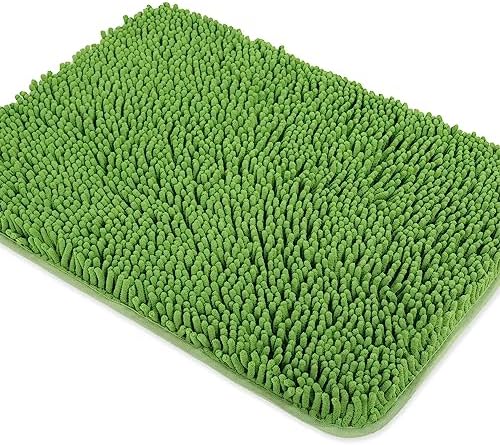 Yeaban Chenille Forest Green Bathroom Rug 20"x32", Non-Slip Rubber Backing by Yeaban