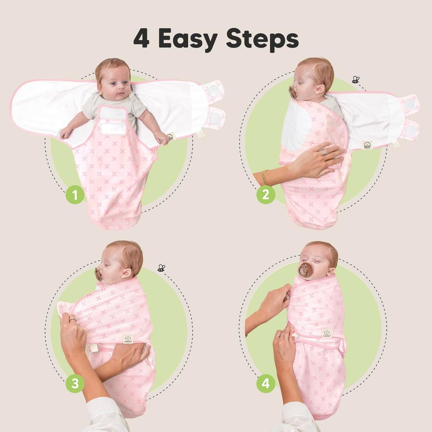 Baby Swaddle Sleep Sacks with Zipper - 3-Pack Swaddles for Newborns 0-3 Months, Infant, Baby Girls, Boys, Soft & Durable Newborn Sleep Sack, Easy Diaper Change Swaddling Blanket (Blossom)