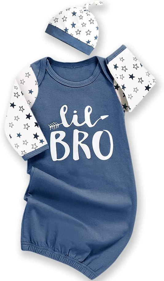 AMAWMW Newborn Baby Girl Little Sister Sleeper Gown Stripe Long Sleeve Nightgown Pajamas Gifts Stuff Essential Outfit
