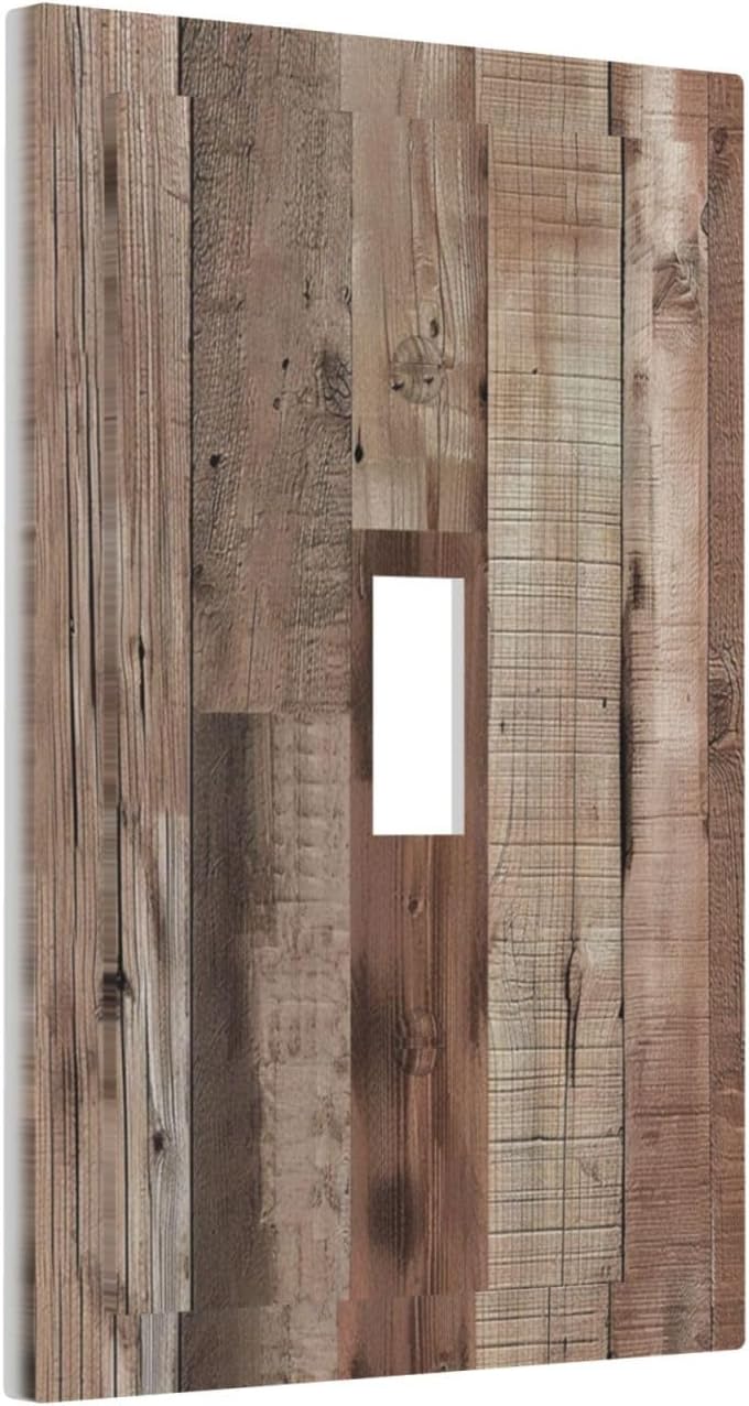 Decorative Switch Covers Plate Retro Wood Plank Vintaga Wooden Board 1 Gang Wall Plate Unique Single Toggle Wall Cover Plate Jumbo Electrical Light Switch Plate Faceplate for Home Decor