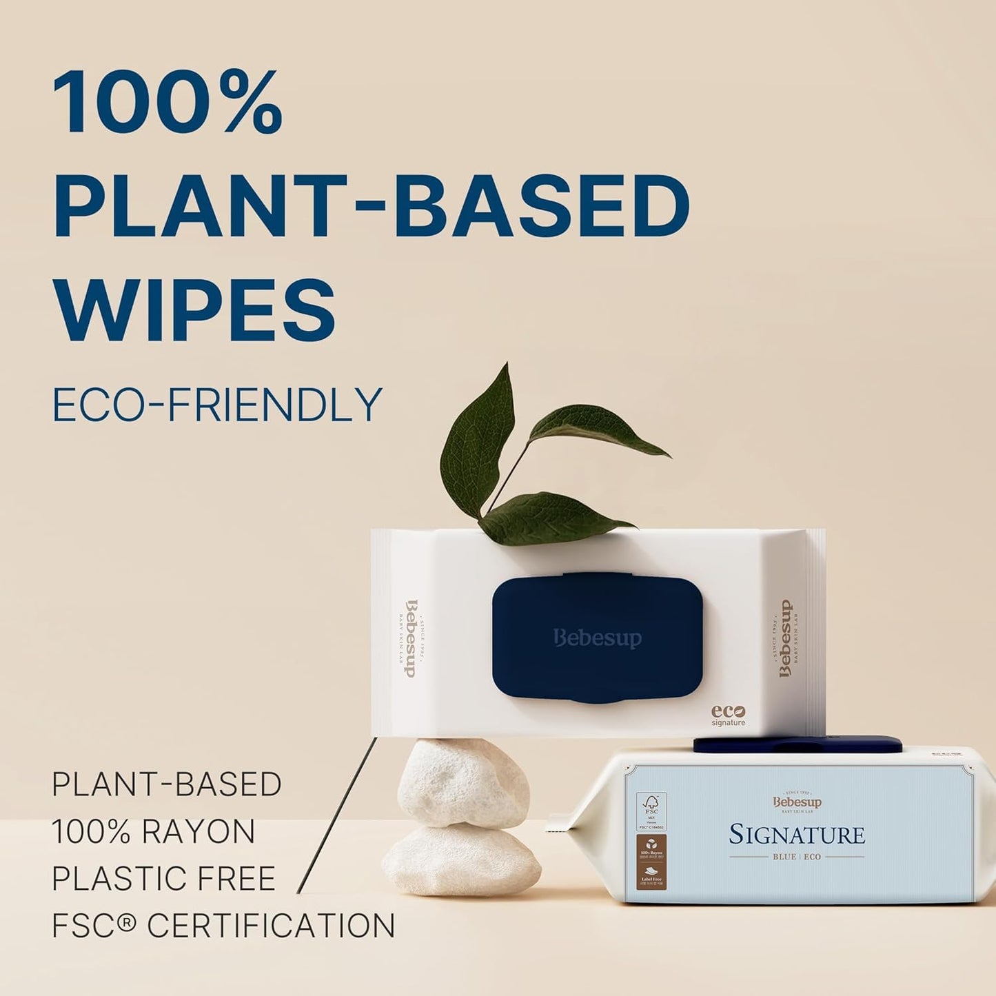 BEBESUP- Korea’s #1 Signature Eco Baby Wipes- 100% Plant-Based 99% Drinkable Water-Based Unscented Ultra-Thick Organic baby wipes Hypoallergenic for sensitive skin Flip-Top (70 Count 1 Pack)