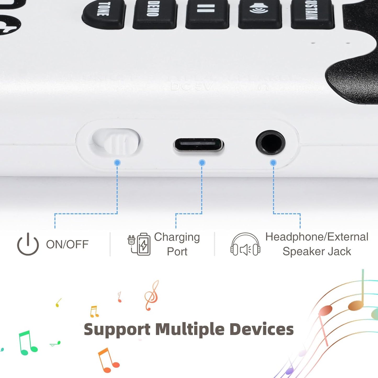 49 Key Roll Up Keyboard Piano, Portable Digital Electric Foldable Piano Keyboard, Rechargeable, 8 Tones, 6 Educational Demo Songs, for Beginners Gift (Rainbow)