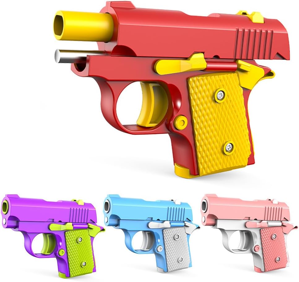 Fidget Toys Pistol, 3D Gravity Mini 1911 Fidget Pistol Toys,Fidget Sensory Toys,Stress Relief for Adults, Suitable for Relieving ADHD, Anxiety, Best Gift for Adults and Kids(4PCS)