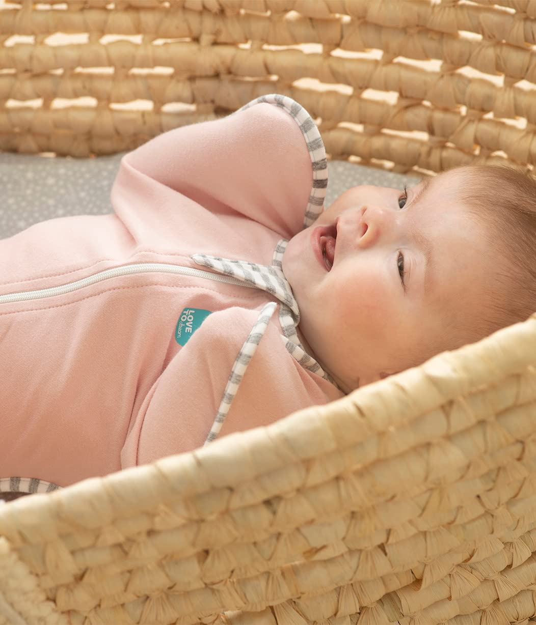 Love To Dream Swaddle UP Self-Soothing Sleep Sack 8-13 lbs., Dramatically Better Sleep, Snug Fit Calms Startle Reflex, 1.0 TOG, Dusty Pink, Small