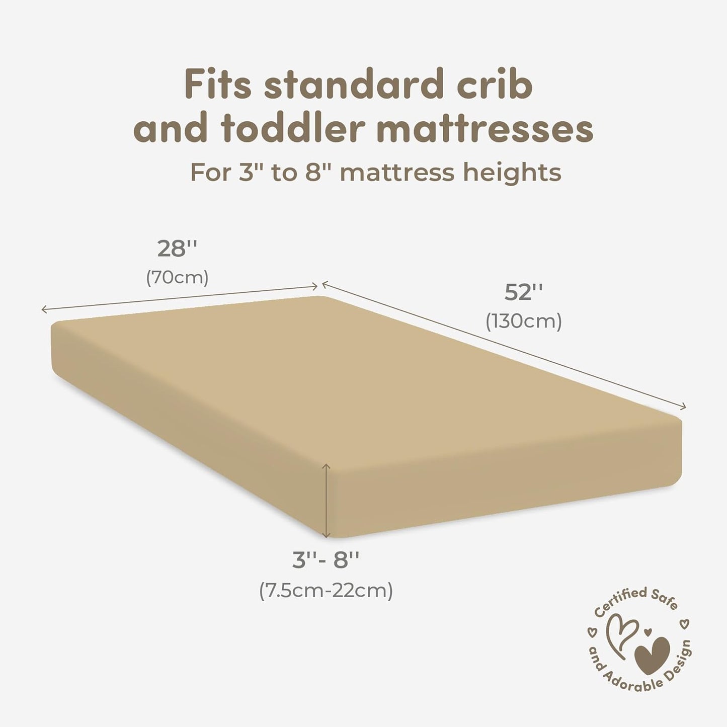 Sweety Fox 2-Pack Crib Sheets - Soft Cotton Jersey Fitted Sheets for Boys and Girls, Mini Crib Sheets, Toddler Bed Sheets (Pecan/Cream)