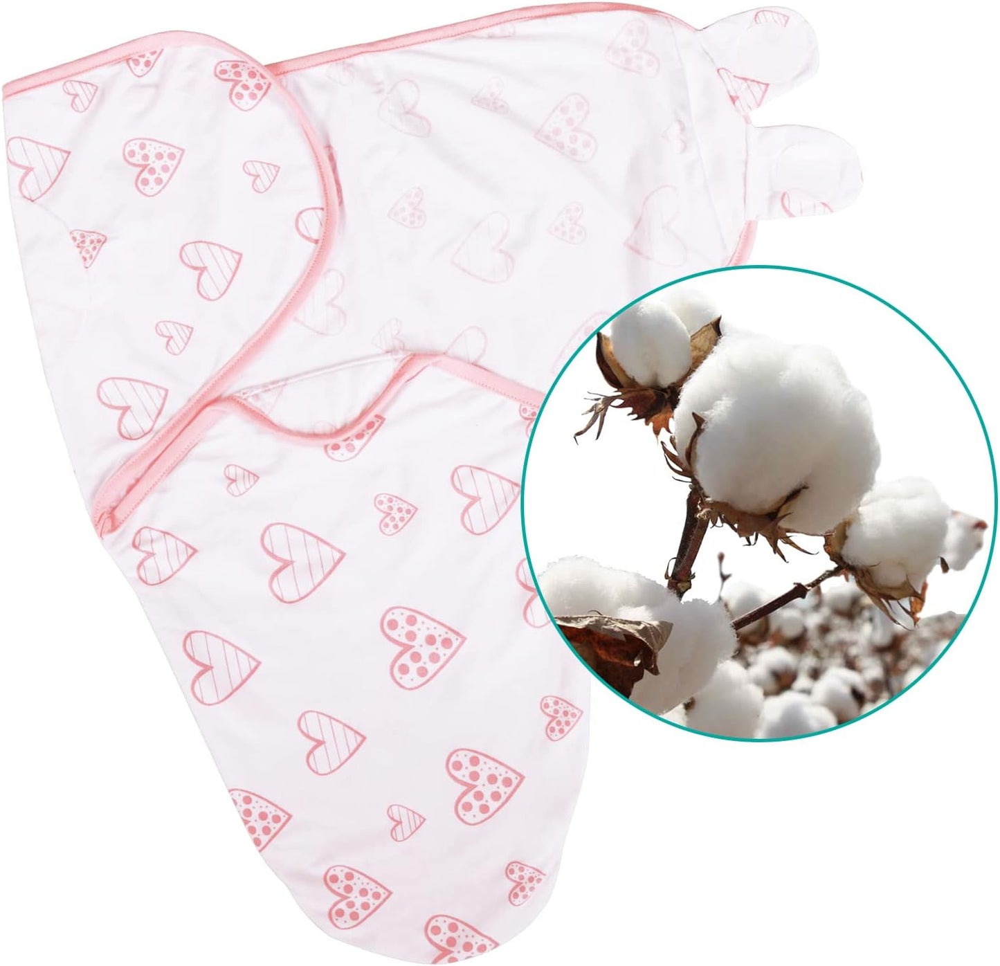 Biloban Baby Swaddle for Girls 0-3 Months, Cotton Blanket, Newborn Essentials, Lovely Pink Print, 4 Pack