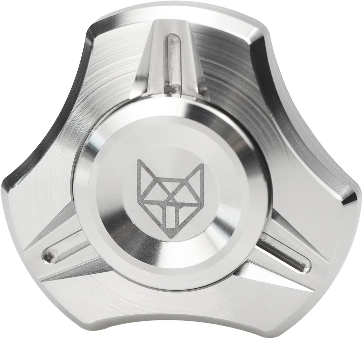 FREELOVE Metal Fidget Spinner, Stainless Steel Heavy, Long Spinning Toys, Cool Silent, Small Mini 4th Fox Figette Spiner for Adults Men Anxiety, Quiet Bearing, CNC Silver