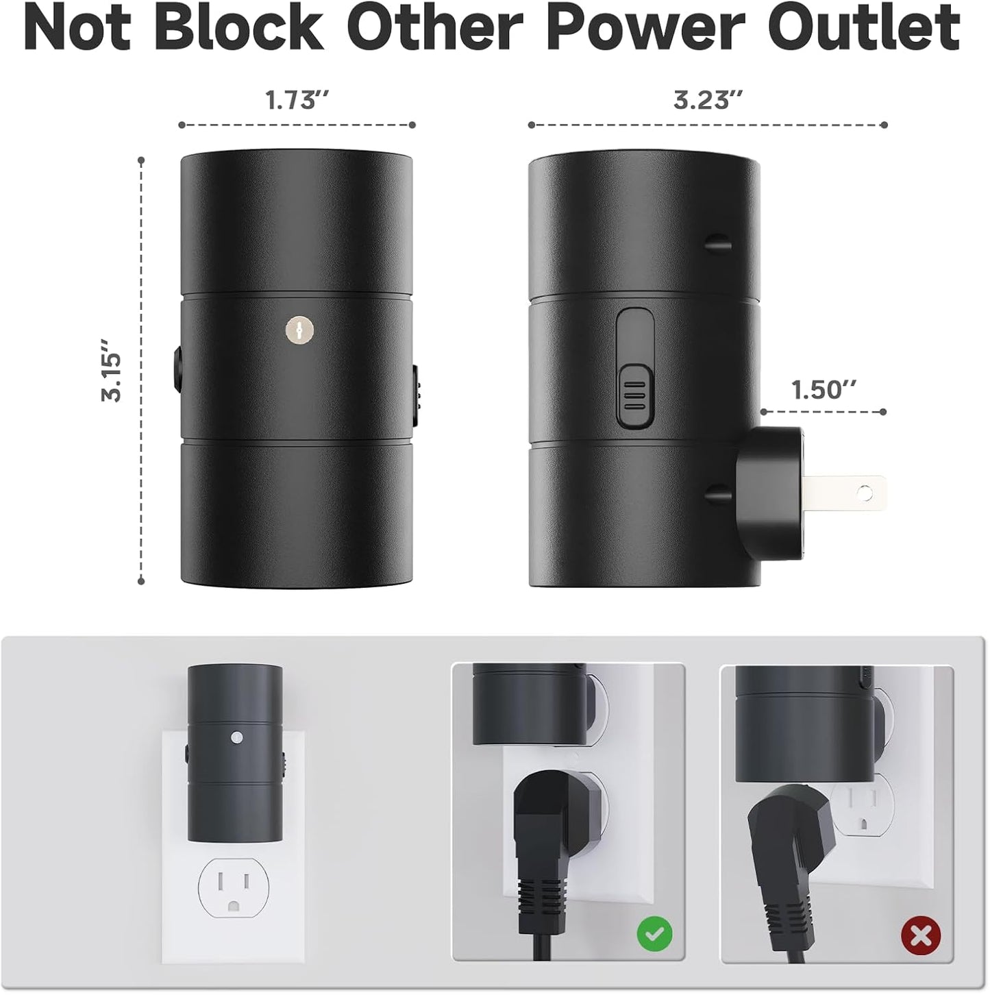 NIORSUN Night Lights Plug Into Wall,Plug in Night Light with 3 Light Modes,Ultra-Slim Design,Dusk to Dawn Sensor,0-100LM Dimmable Night Light for Hallway Bathroom Stairway Bedroom,Black,2 Pack