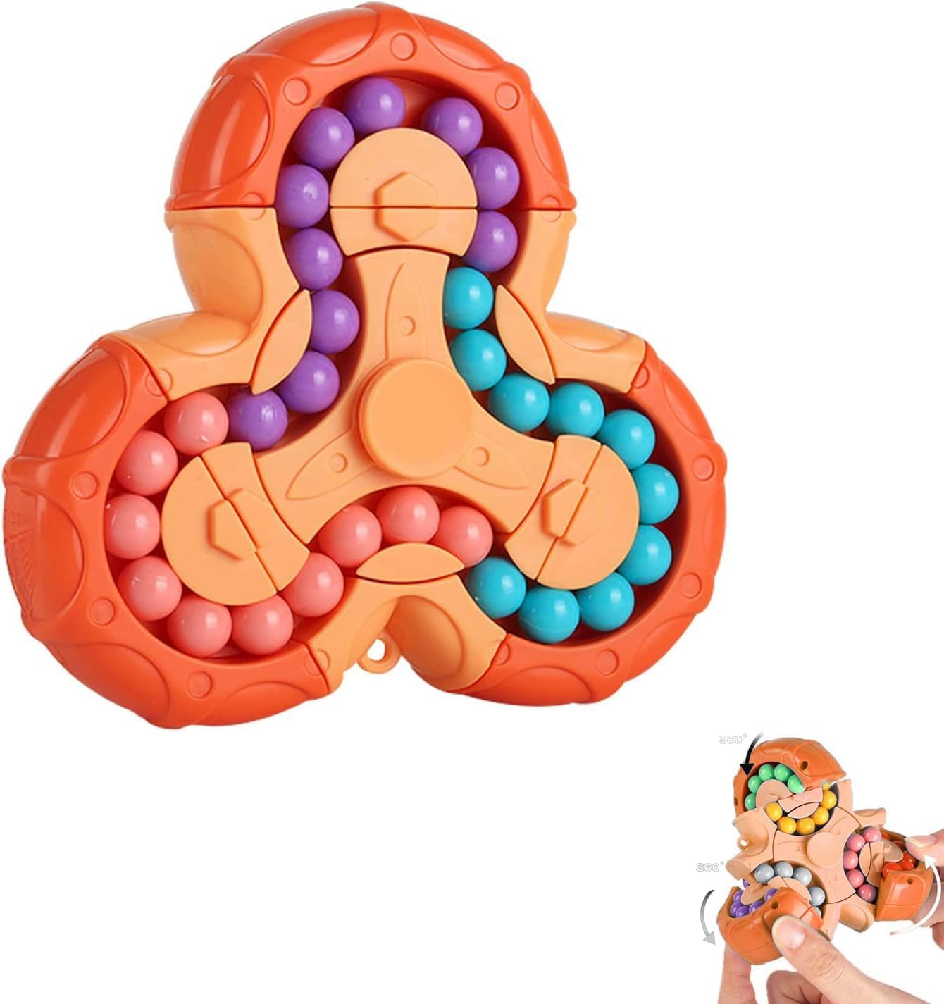 YUDANSI Magic Bean Puzzle Toy, Rotating Magic Bean Fidget Toys 2-in-1, Magic Ball Brain Teaser STEM Game, Gift for Kids Boys Girls Age 3+, 5-7, 8-12, Teen, Adult for Holiday Birthday Graduation Gifts