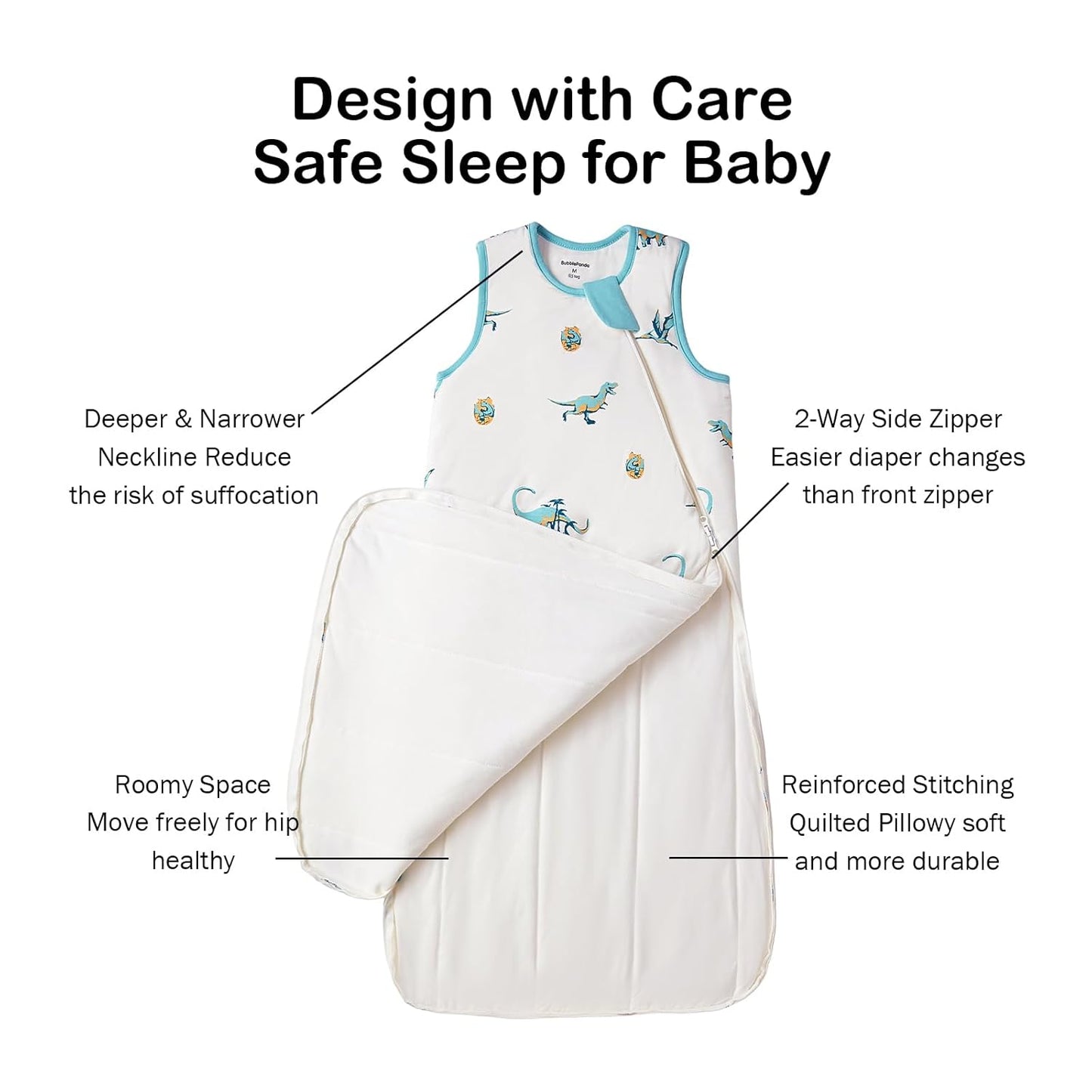 BubblePanda Rayon Made from Bamboo Sleep Sack 6-12 Months 0.5 Tog Soft Lightweight Toddler Sleep Sack for Babies 2-Way Zipper Wearable Blanket Baby 6 Months