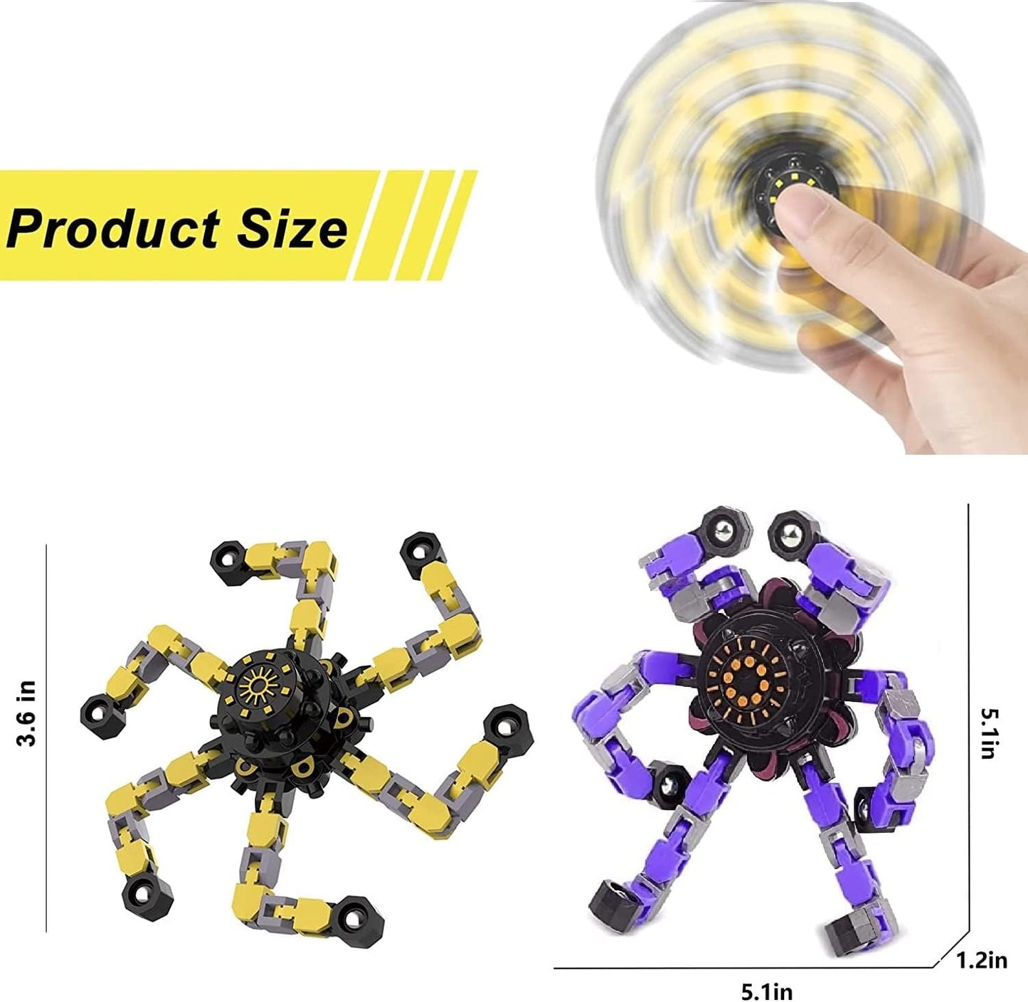 32 Packs Transformable Fingertip Chain Robot Toy DIY Deformation Robot Deformed Mechanical Toy for Kids Adults