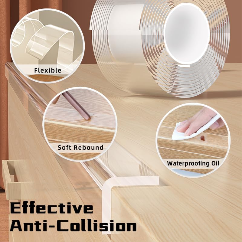 2.6 in x 9.84 FT,Clear Soft Corner Protectors for Furniture Strip,Sharp Edge & Table Bumper,Window Edge,Wall Protector, Soft Corner Guards Safe for Proof,Table Corner Protectors in Family
