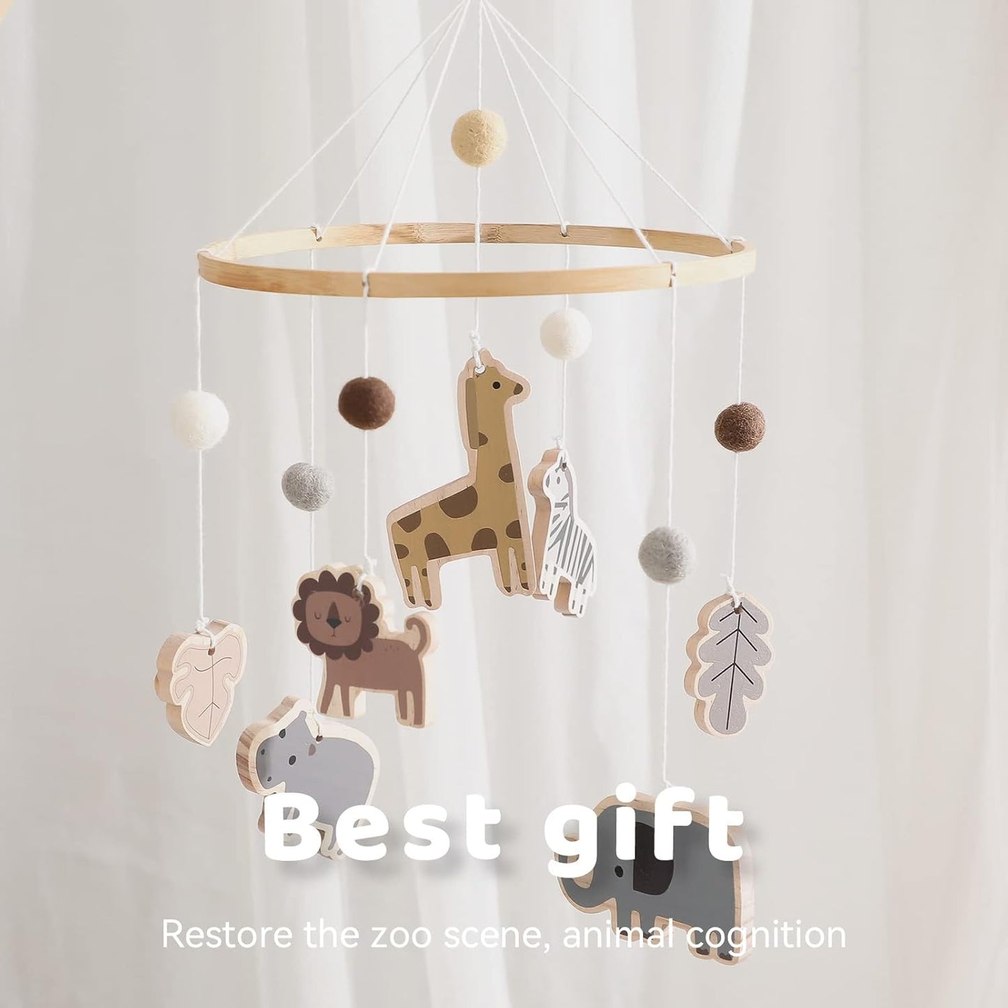 Baby Mobile for Crib - Jungle Animals Baby Mobile - Nursery Safari Mobile for Girl or Boy | Gender Neutral Handmade Mobile| Wild Animals Ceiling Mobile