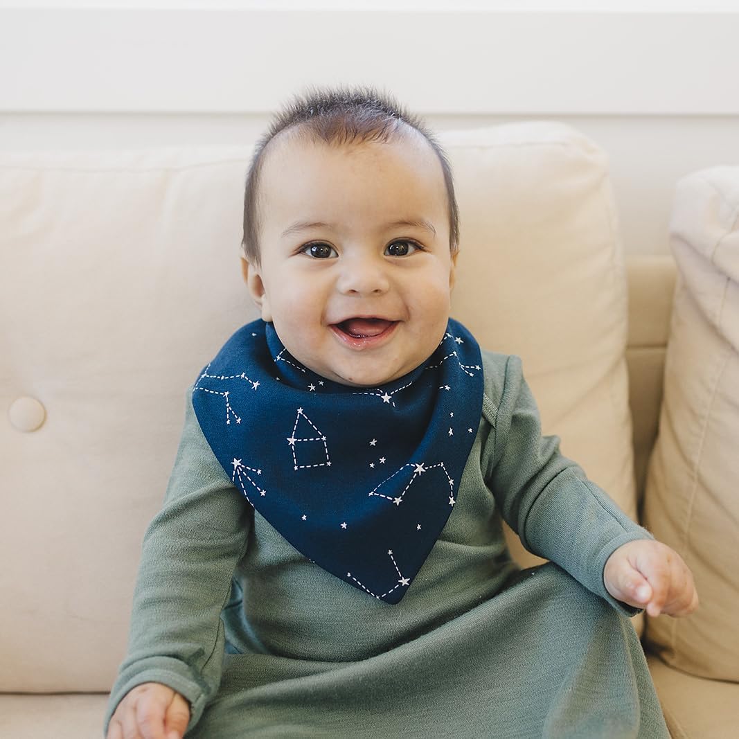 Woolino Merino Wool Baby Bibs - Highly Absorbent Bandana Bib with Cotton Outer Layer and Merino Wool Inner Layer - Pack of 2