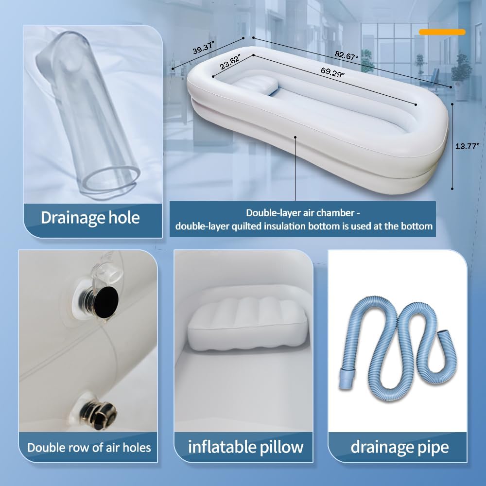 Medical Inflatable Bathtub,Inflatable Bed Bath,Medical PVC Bedside Shower Bathtub Kit,Bed Baths for The Disabled,Suitable for Disabled People, Elderly Pregnant Women, Etc