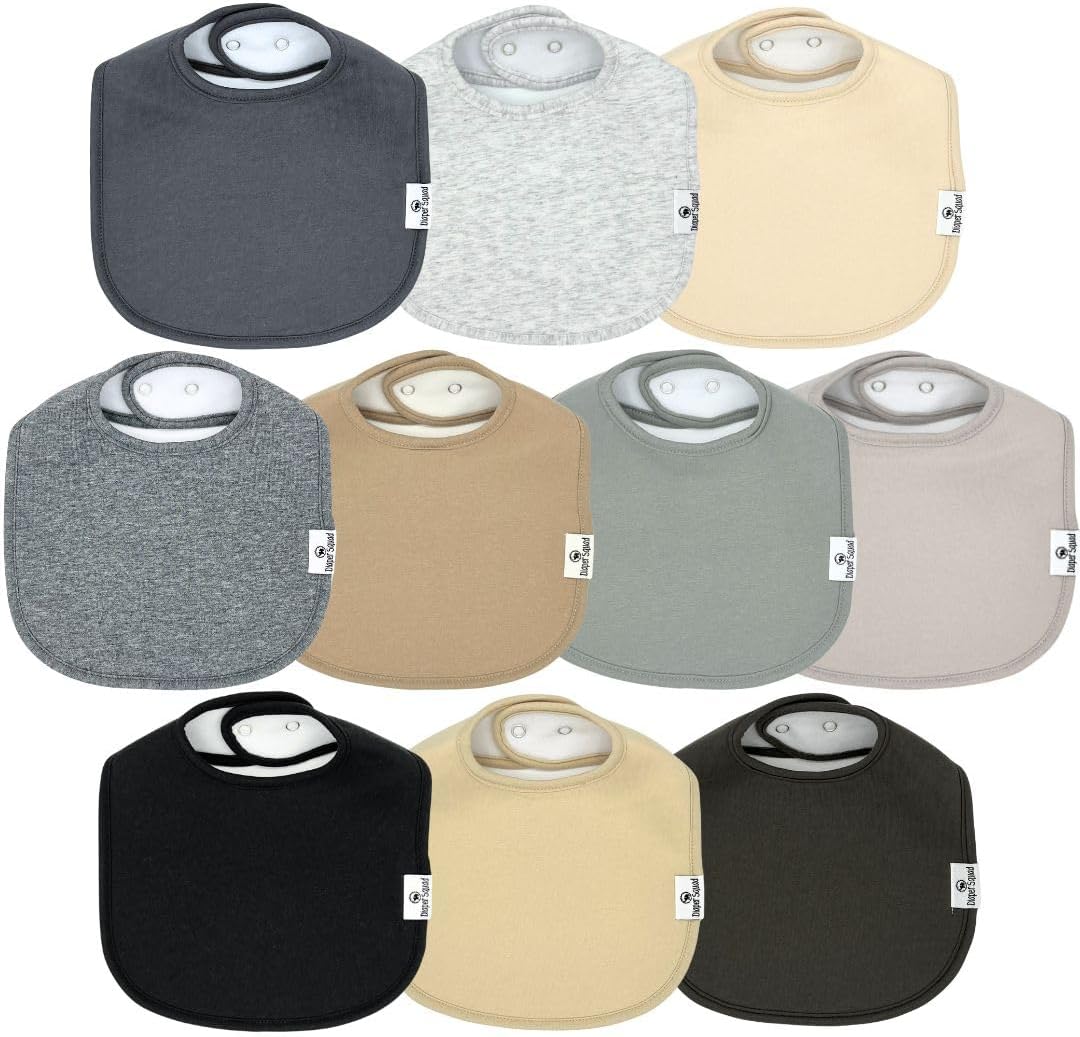 DiaperSquad's Baby Bibs for Drooling and Teething, Bibs for Boys, Baby Girl - Solid Cotton Baby Drool Bibs