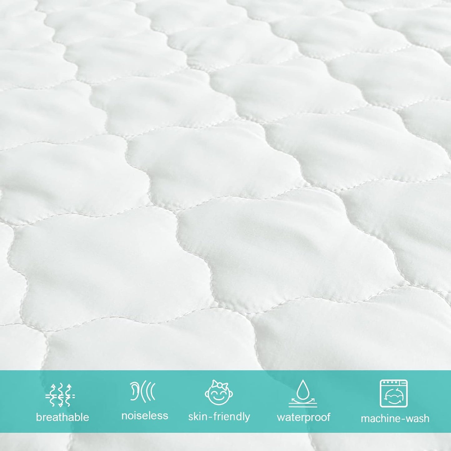 Biloban Pack n Play Sheets and Waterproof Mattress Protector, Grey&Pink, Breathable, Washable, Water Proof, 4 Pack