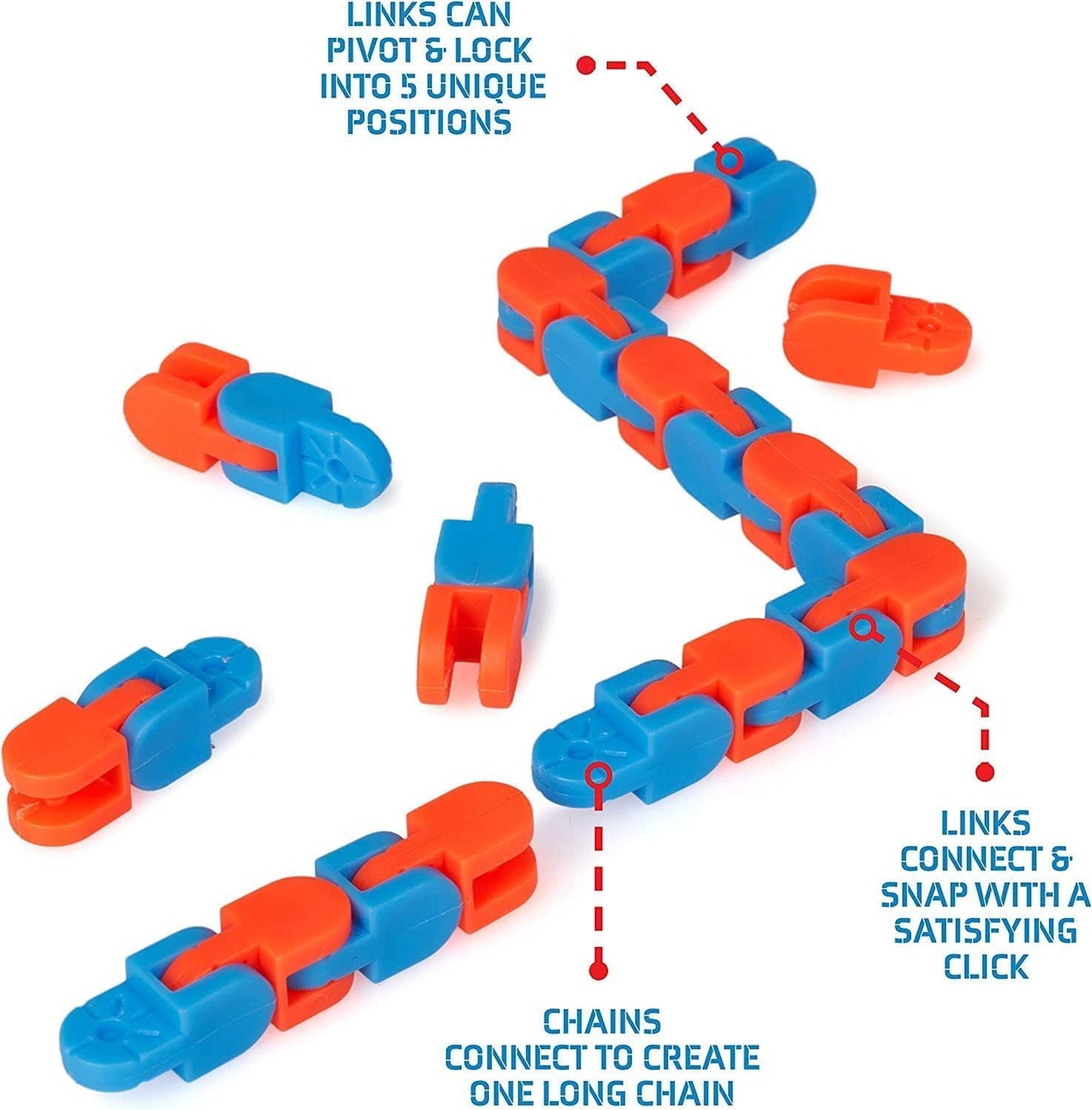 50pcs Random 24 Links Wacky Tracks Snap and Click Fidget Toys, Finger Sensory Toys, Snake Puzzles for Stress Relief, Party Bag Fillers, Party Favours, Random Color，Party Supplies，Carnival Gift