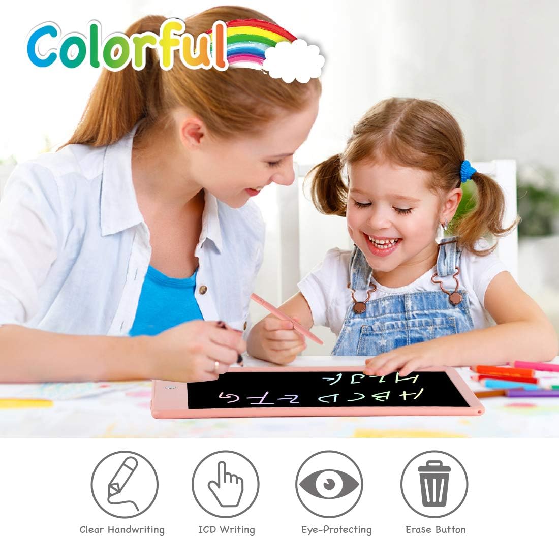 ORSEN LCD Writing Tablet 10 Inch, Colorful Doodle Board Drawing Pad for Kids, Educational Christmas Toys Gifts for 3-6 Year Old Girls Boys (Pink)