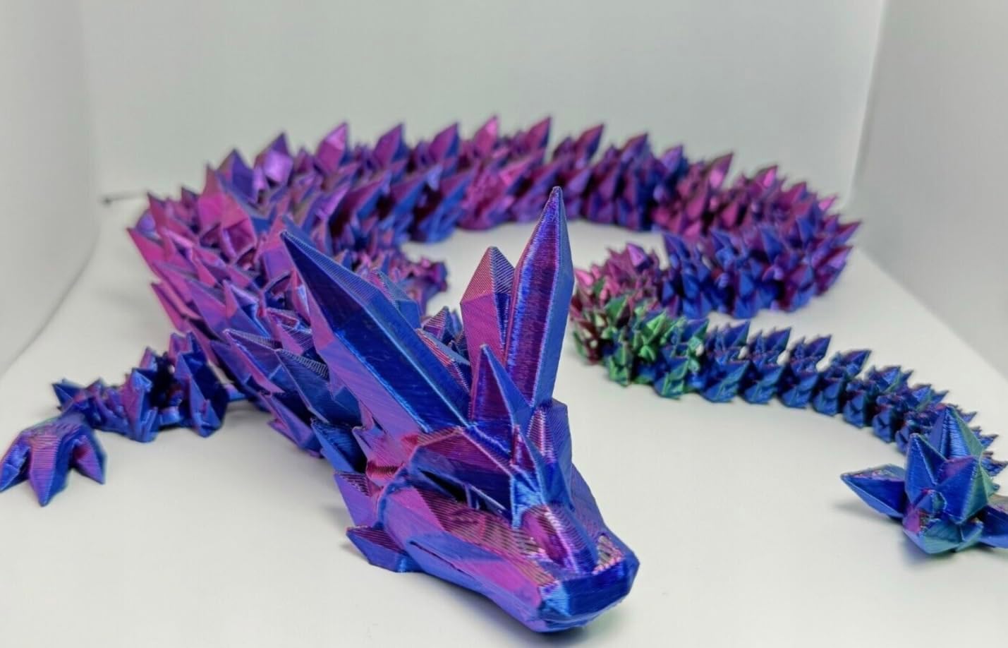 Crystal Dragon - Articulated Flexi Dragon - 3D Printed Gift (Teen, Purple/Blue/Green)
