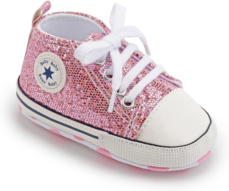 Unisex Baby Girls Boys Canvas High-top Shoes, Newborn Infant Anti-Slip Soft Sole Frist Walking Breathable Sneakers