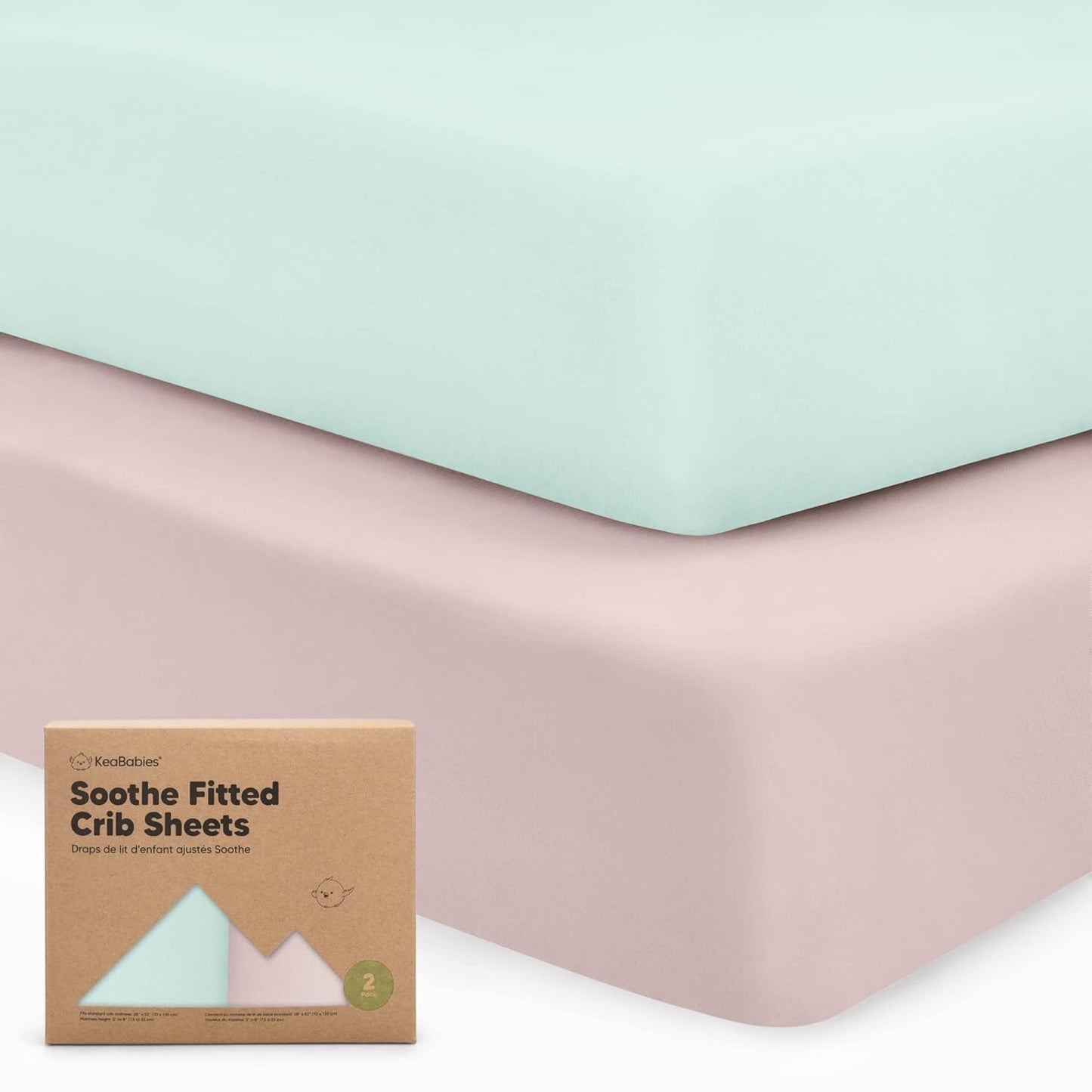 KeaBabies 2-Pack Organic Crib Sheets for Boys, Girls - 52x28 Fitted Crib Mattress Sheet Neutral, Breathable Jersey Cotton Cover for Baby Bed, Toddler Mattress, Soft & Cute Prints (Pastel)