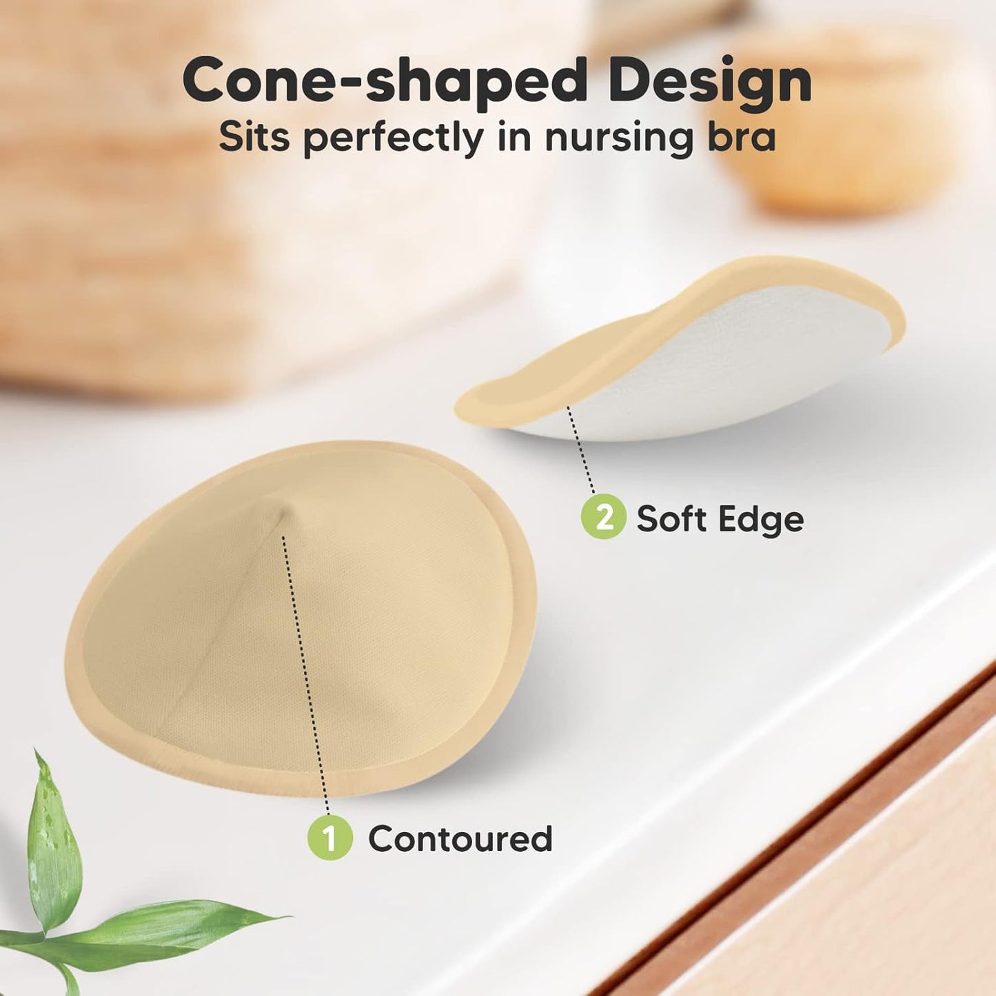 Organic Nursing Pads - 14 Washable Viscose Derived from Bamboo Breastfeeding Pads, Wash Bag, Reusable Breast Pads for Breastfeeding, Nipple Pads for Breastfeeding Essentials(Coffee, M 3.9")