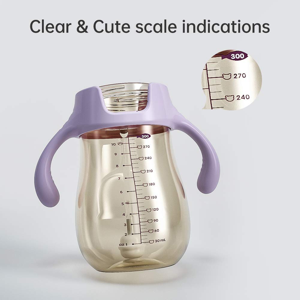 POTATO Sippy Cups For Toddlers with Straw Spill Proof, PPSU Learner Cup with Handle for Babies, Water Bottle for Baby 12 Months with 2 Type of Spout, 10 Ounce Green