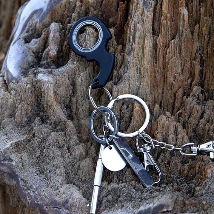 Black Keychain Spinner Fidget Ring,Novelty Keychain Fidget Toy for Finger Exercising,Gifts for Adult Men.Portable Key Ring Spinner Toy for Finger Exercising Fidget Spinners