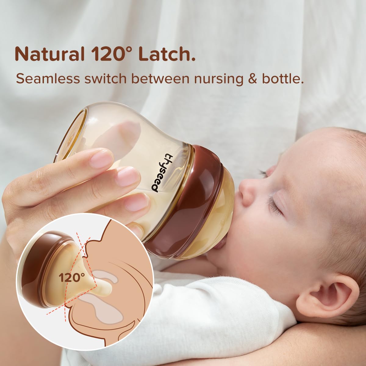 PPSU Natural Anti-Colic Baby Bottles | Newborn Breast Like Nursing Bottle for Breastfed Babies with Nipple(3-7 Months),8oz,1pack