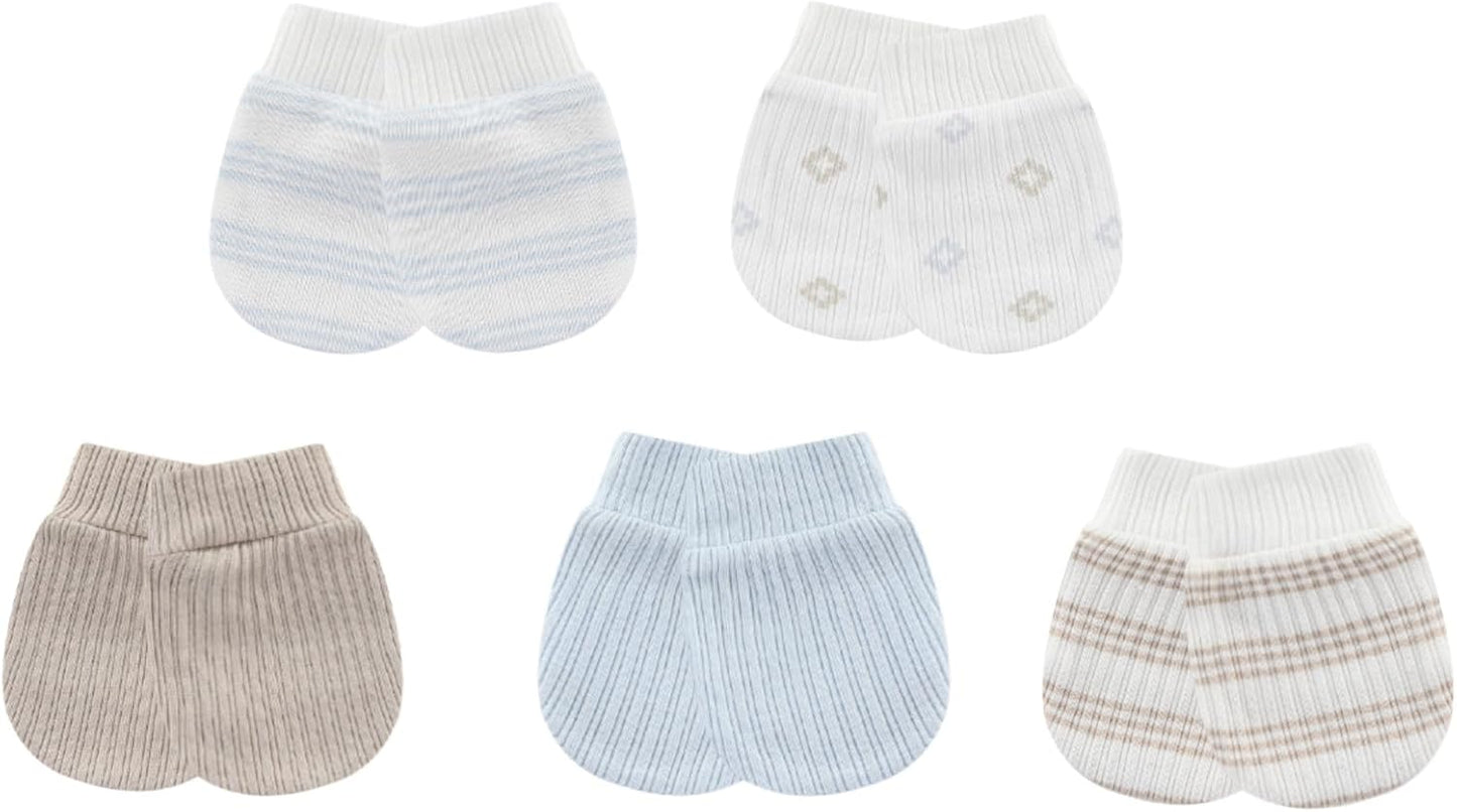 Baby Hat and Mittens Set Cotton Newborn Baby Hats Caps for Boys and Girls, 0-6 Months