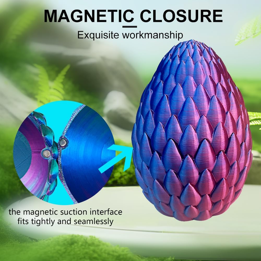 3D Printed Dragon with Dragon Egg 16.5'' Articulated Dragon Crystal Dragon Fidget Dragon Egg Toys Executive Desk Toys (Gold Rose Red, Dragon & Egg)