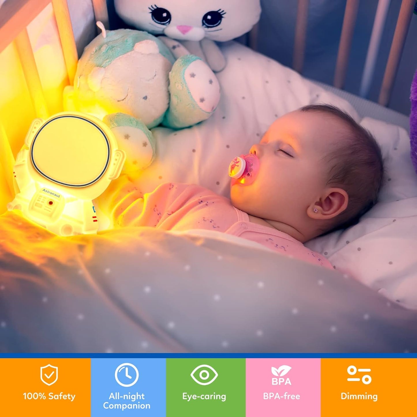 Astronaut Night Light for Kids Room Night Lamp Children Toddler Room Decor Silicone Baby Nursery Night Lights