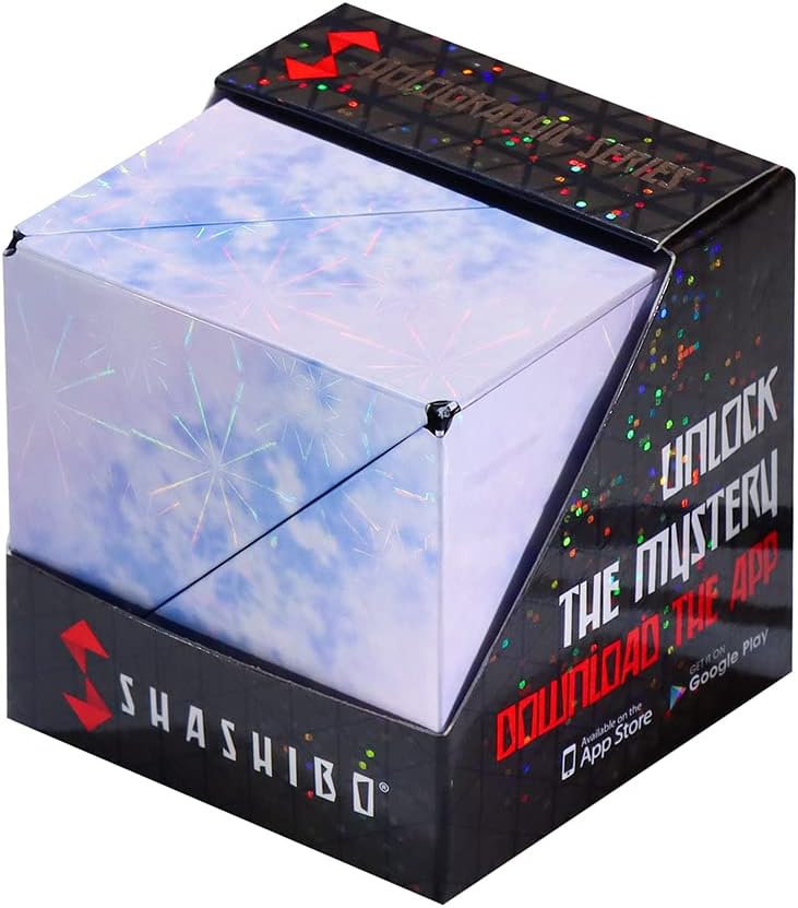 SHASHIBO Shape Shifting Box - Award-Winning, Patented Fidget Cube w/ 36 Rare Earth Magnets - Transforms Into Over 70 Shapes, Download Fun in Motion Toys Mobile App (Holographic - Polar)
