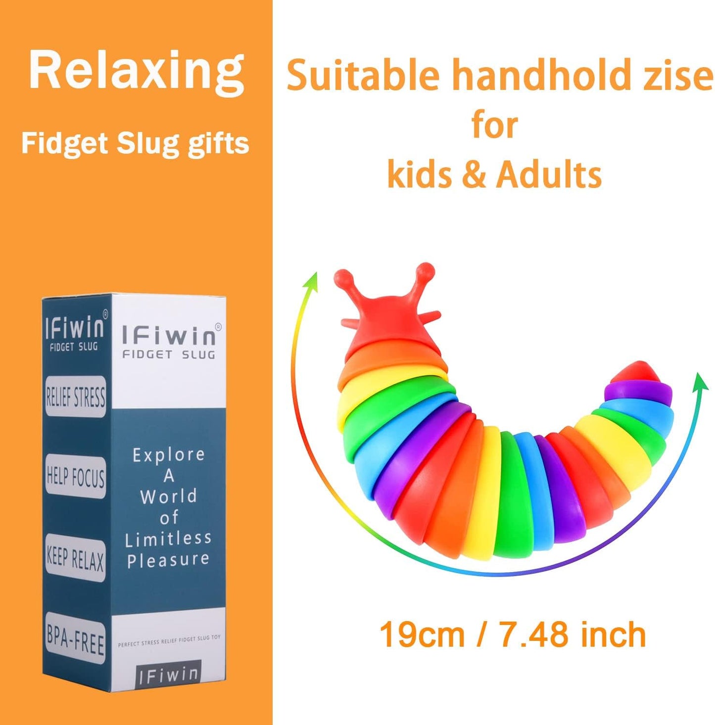IFiwin Fidget Slug Toys, Sensory Slug Fidget Bulk Toys for Autistic Kids & Adults, Autism Sensory Toys Bulk Fidgets Stocking Stuffers, Birthday Gifts for Boys Girls
