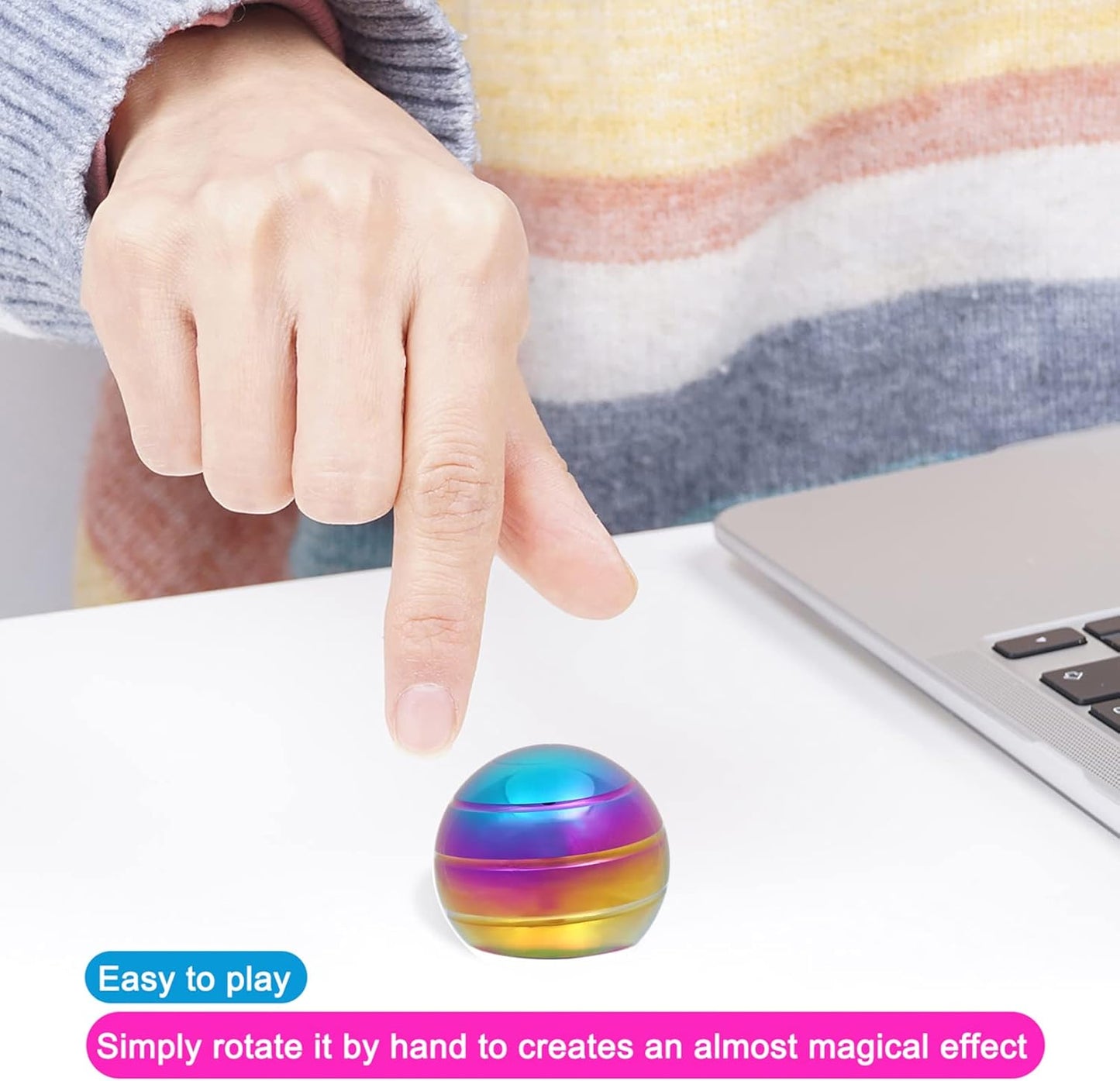 Desk-Fidget-Toys for Kinetic-Toy: Cool-Gadgets Cool-Stuff for Adults Kids Teens, Spinning Up to 180 Seconds, Stress Relief Toy for Christmas Optical-Illusion Gift for Office School Home Women Men