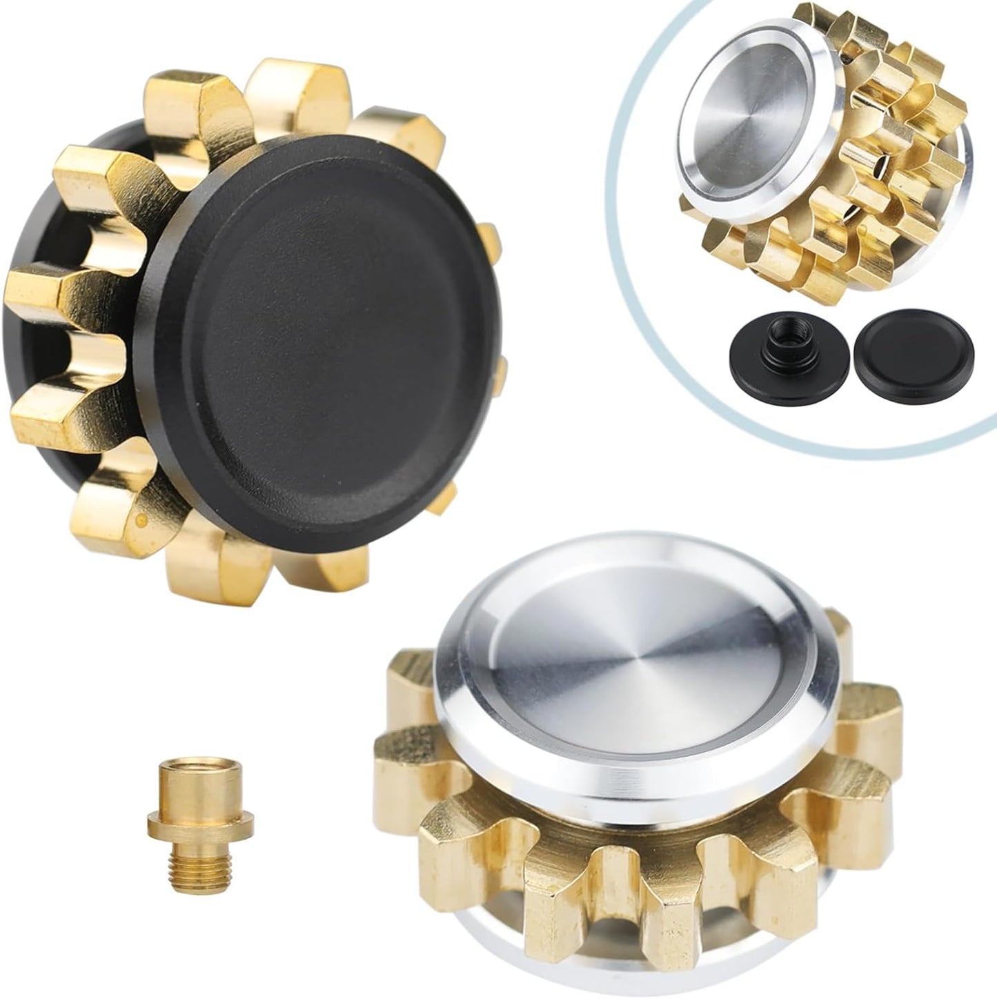 Metal Fidget Spinner for Adults, Small Mini Hand Toys, Copper Gear Linkage Fidget Blocks, Stacking Extendable Fingears Gyro, Bearing, Autism Sensory ADHD Anxiety Reduce