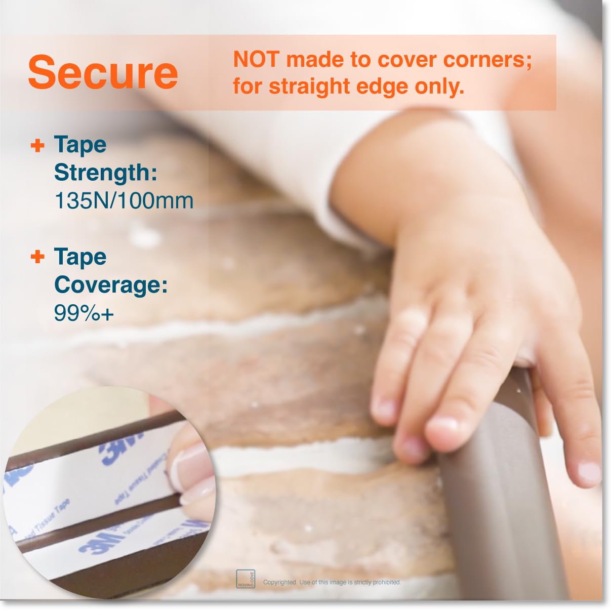 Roving Cove HeftyFit Edge Protector for Baby Proofing (9ft Large Edge Only), Heavy-Duty Soft Furniture Edge Bumper Guards, Desk Edge Cushion, Wall Corner Covers, 3M Adhesive, Oyster White (Off White)