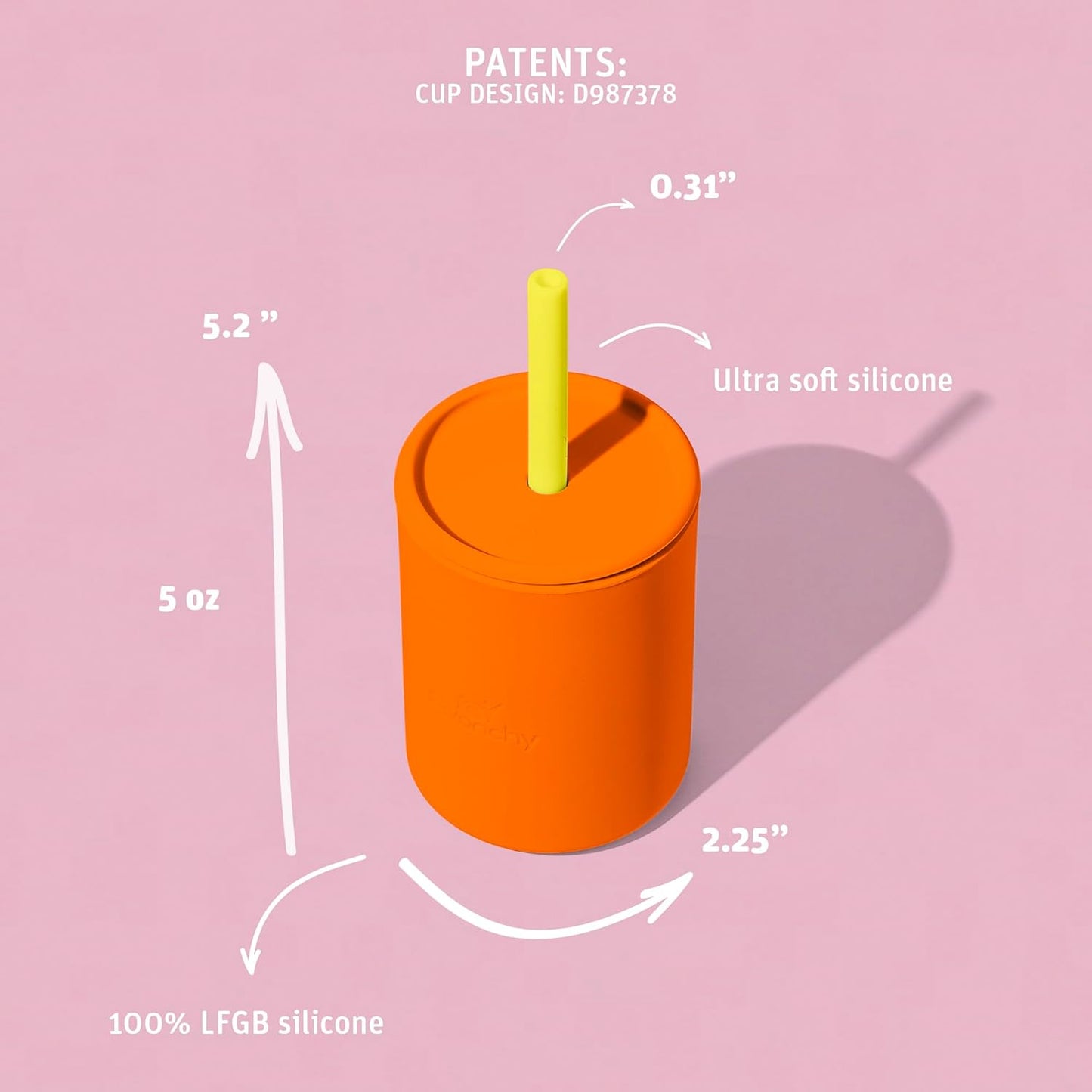 Avanchy Silicone Training Sippy Cup with Straw Lid – Tiny Cup for Babies 6+ Months to Toddlers 1 Year Old – 5 oz Infant Water Cup for Baby Led Weaning, Pink + 5 Reusable Straws