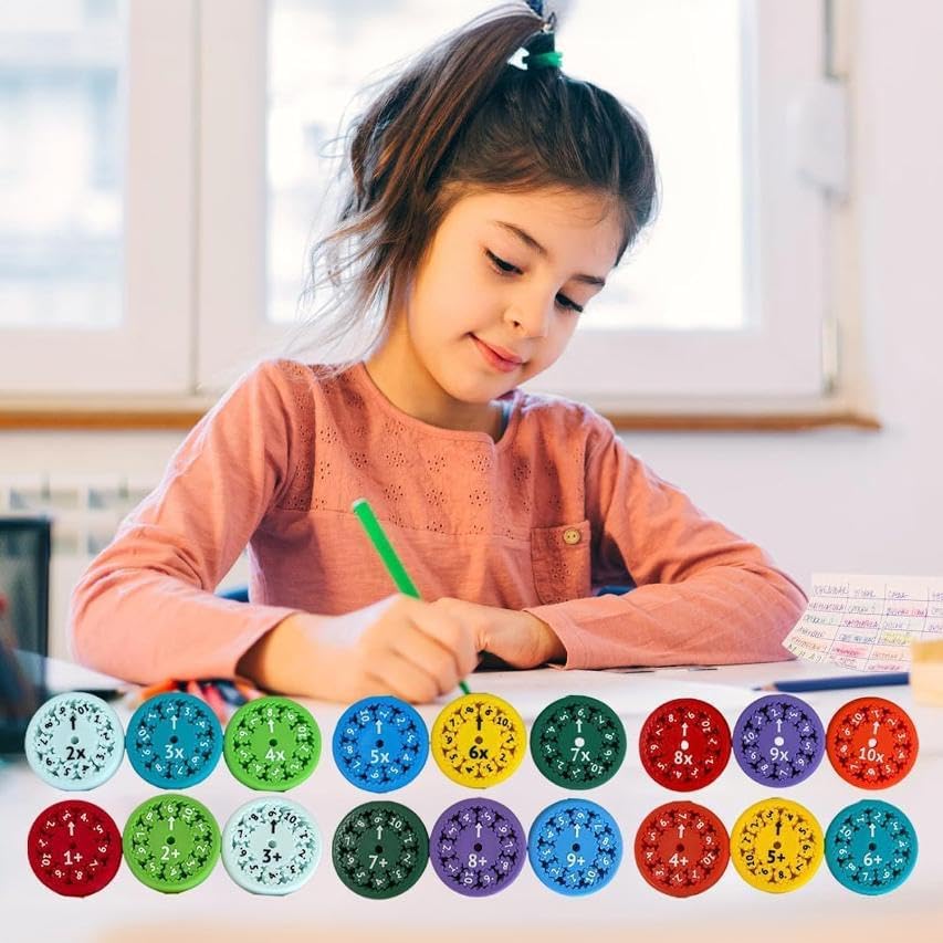 2024 Math Fidget Spinners Math Fidget Toy,Fidget Spinner Sensory Toys,Multiplication Table Game Fidget Toys,Math Games Digital Table Toy,Stress Anxiety Relief (9 Packs - Multiplication & Division)