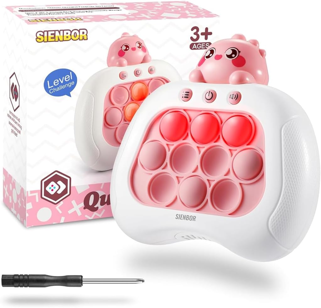 Quick Push Game Console,4 Modes Games, A Toy Game Machine That Exercises Reaction Ability and Improves Concentration |Teens Boys & Girls Ages 3-12 Years Old & Up (Pink)