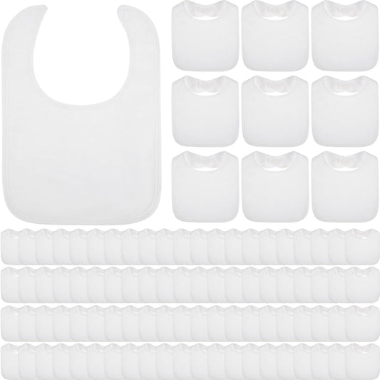 Toulite 80 Pcs White Bibs for Baby Washable Reusable Waterproof Cotton Feeder Bibs with Double Sided Design