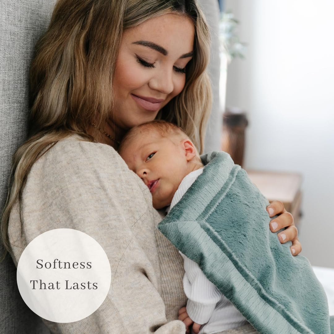 SARANONI Security Blankets for Babies Super Soft Boutique Quality Lush Luxury Baby Blanket (Mini 15" x 20", Eucalyptus)