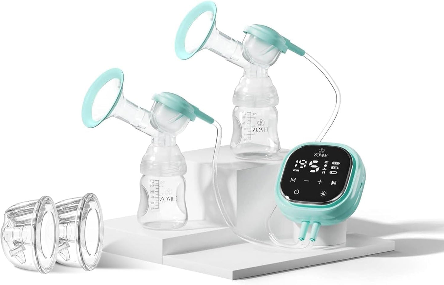 Zomee Z2 Double Electric Breast Pump - Shabbat Mode Edition - Portable, Hands Free Pumping Hospital Grade Wearable Breast Pump Including; Silicone Hands Free Collection Cups 8 OZ